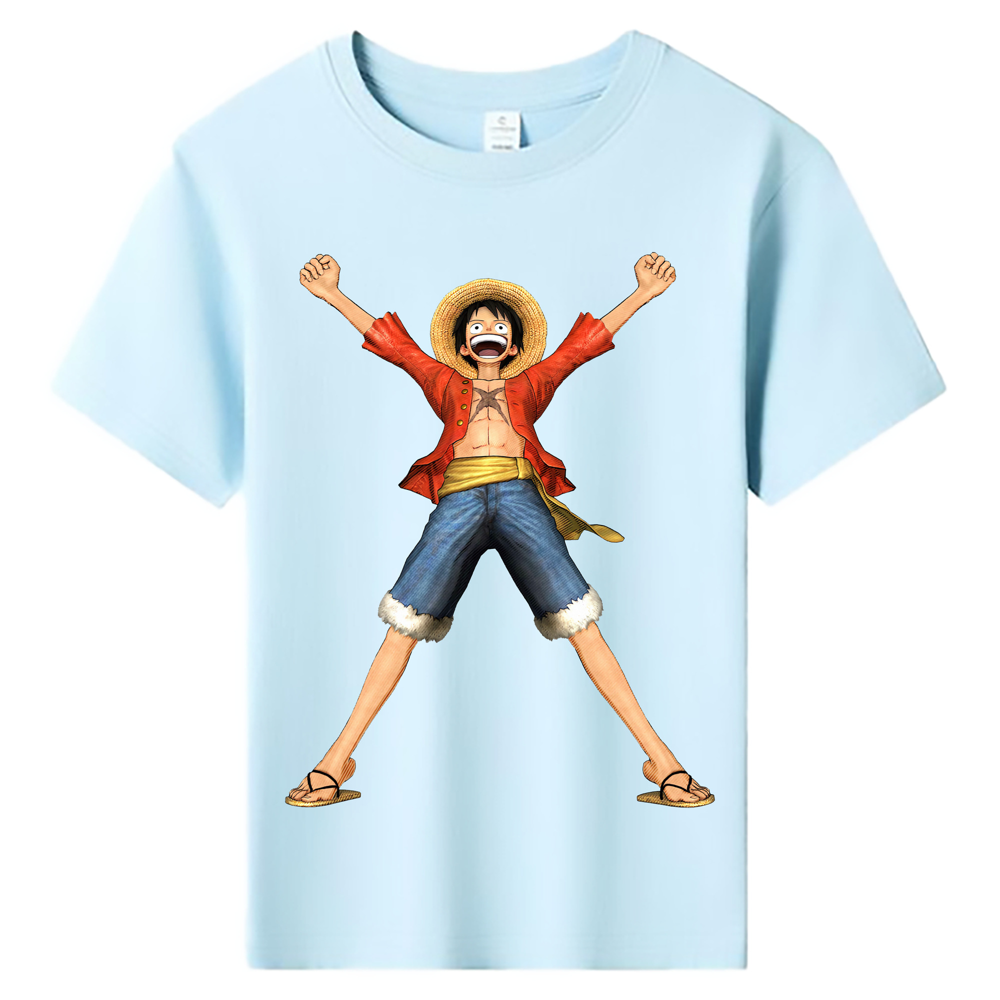 ワンピース モンキー・D・ルフィ ONE PIECE Monkey D. Luffy 綿100％キッズTシャツ（フロントプリント）